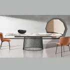 Mesa extensible hasta 260 cm en acabado cerámica, mármol y metal - Veneto Viadurini