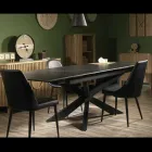 Mesa extensible 260 cm en metal y piedra sintética - Underwater Viadurini