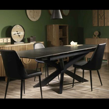 Mesa extensible 260 cm en metal y piedra sintética - Underwater Viadurini