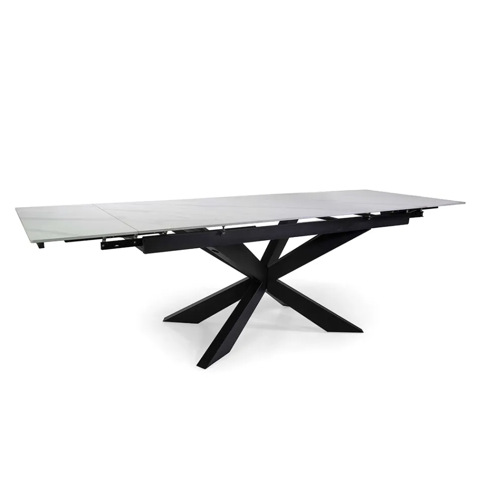 Mesa extensible 260 cm en metal y piedra sintética - Underwater Viadurini