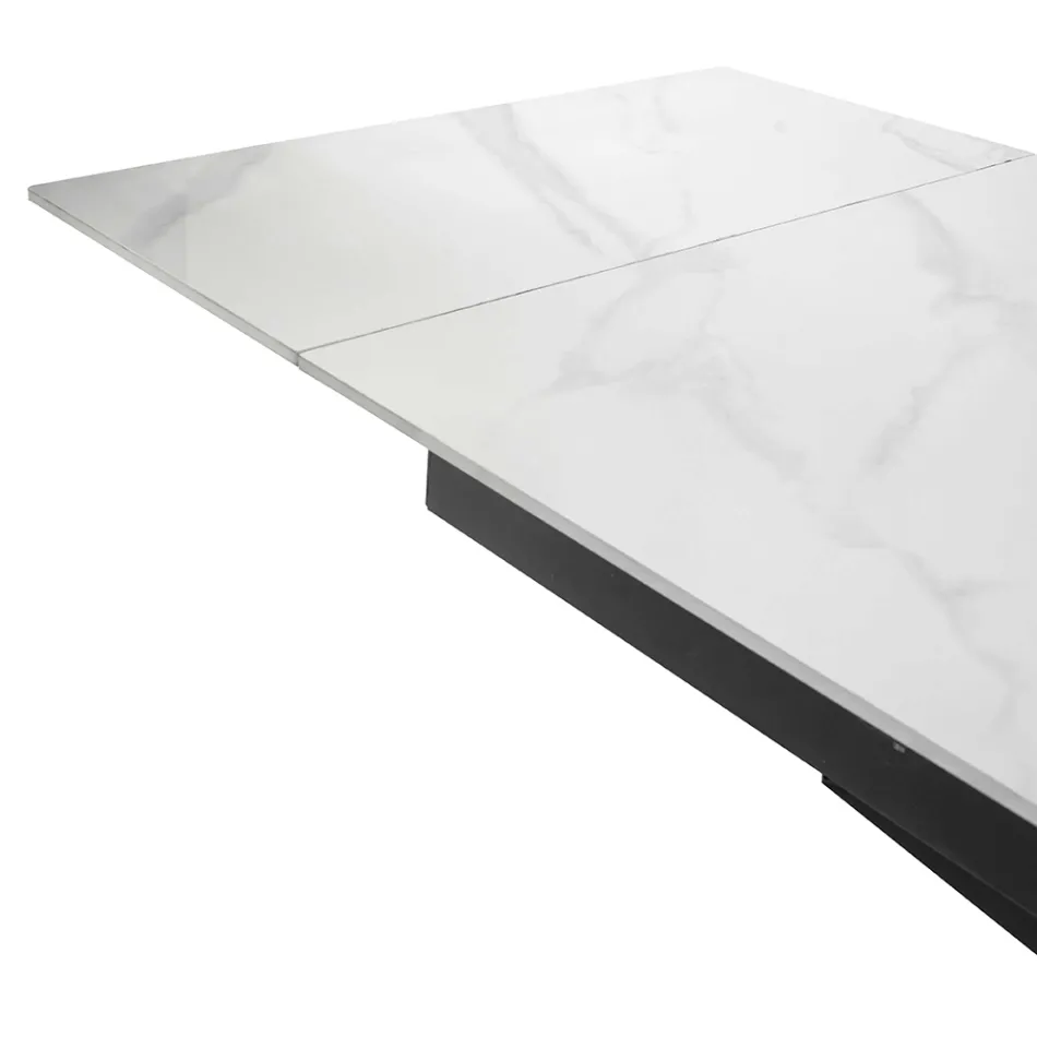 Mesa extensible 260 cm en metal y piedra sintética - Underwater Viadurini