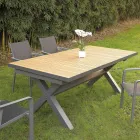 Mesa extensible de 263 cm en aluminio y teca maciza - Lilia Viadurini