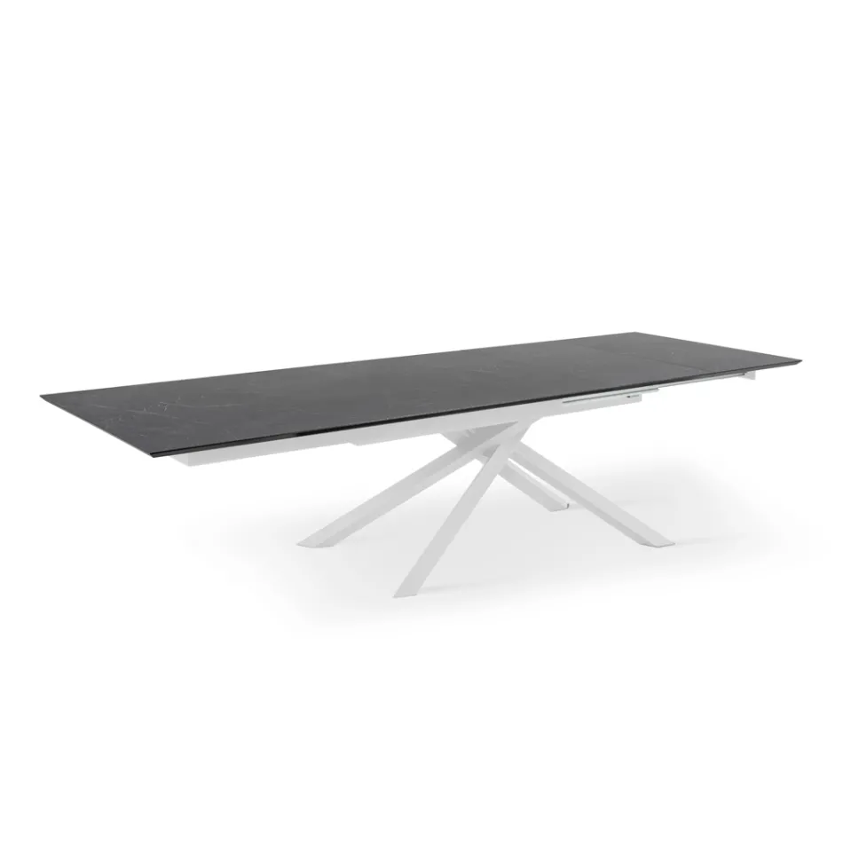 Mesa extensible hasta 270 cm con tapa de HPL y base de aluminio - Buscar Viadurini