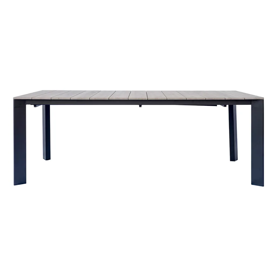 Mesa extensible hasta 276 cm con aluminio efecto madera - Ovara Viadurini
