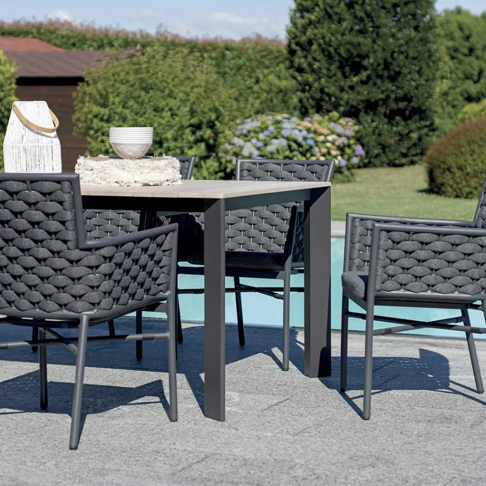 Mesa extensible hasta 276 cm con aluminio efecto madera - Ovara Viadurini