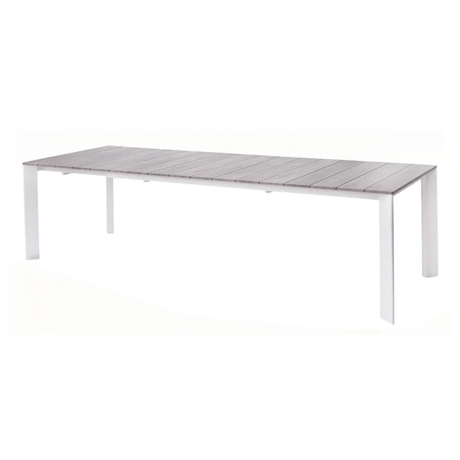 Mesa extensible hasta 276 cm con aluminio efecto madera - Ovara Viadurini