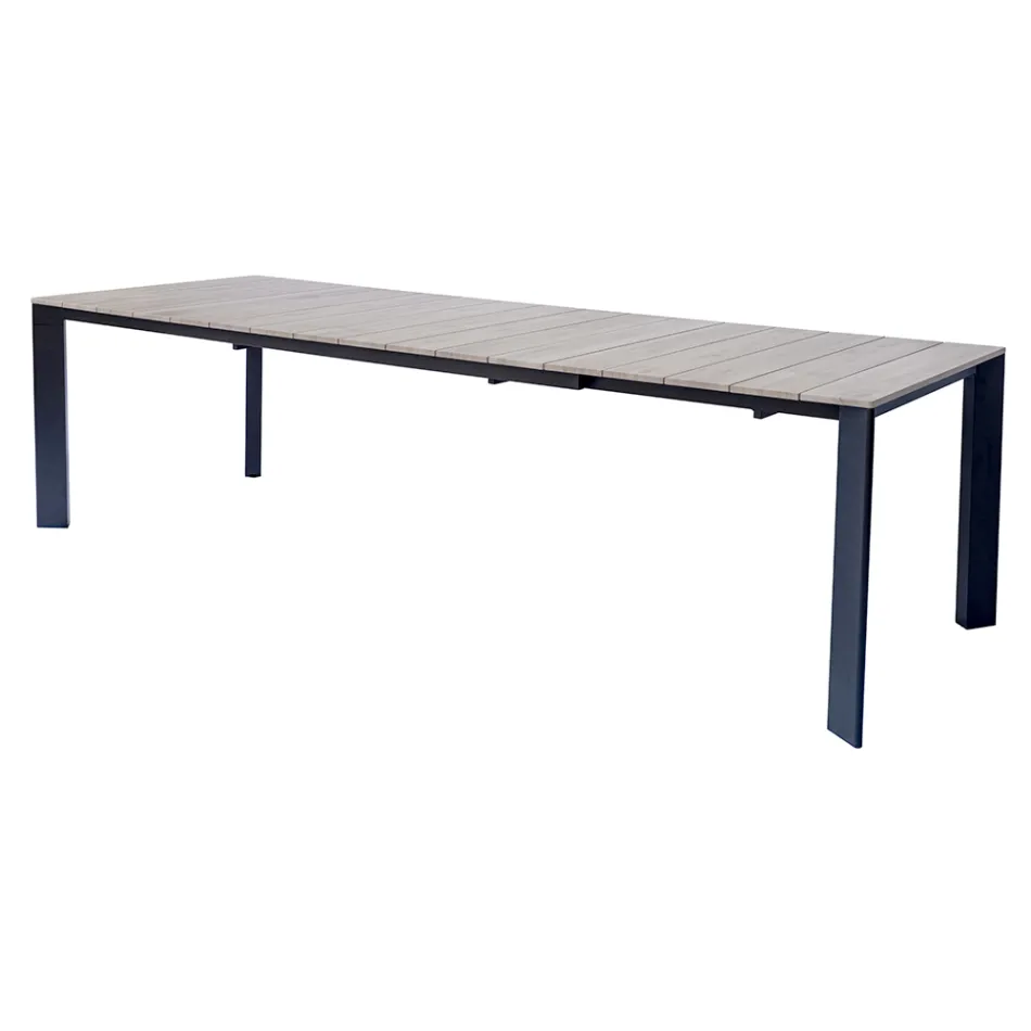Mesa extensible hasta 276 cm con aluminio efecto madera - Ovara Viadurini