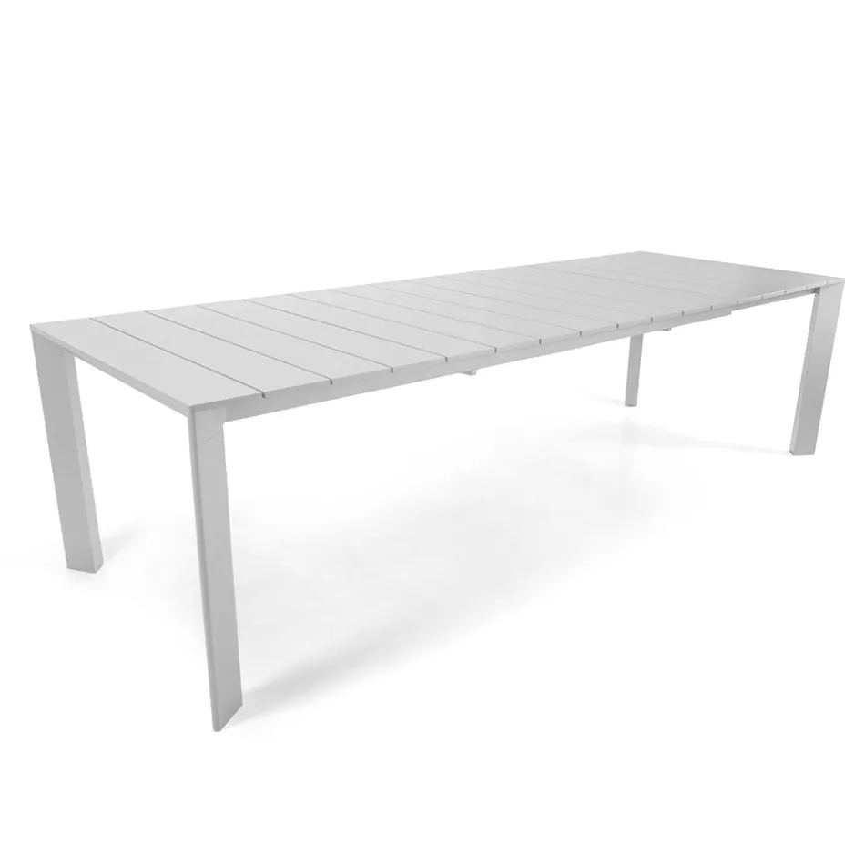 Mesa Extensible 281 cm en Aluminio con Tablero de Lamas - Específica Viadurini