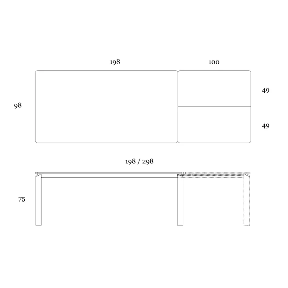 Mesa extensible hasta 298 cm en cerámica y metal Made in Italy - Tulip Viadurini