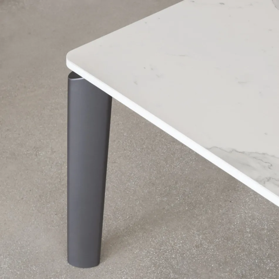 Mesa extensible hasta 298 cm en cerámica y metal Made in Italy - Tulip Viadurini
