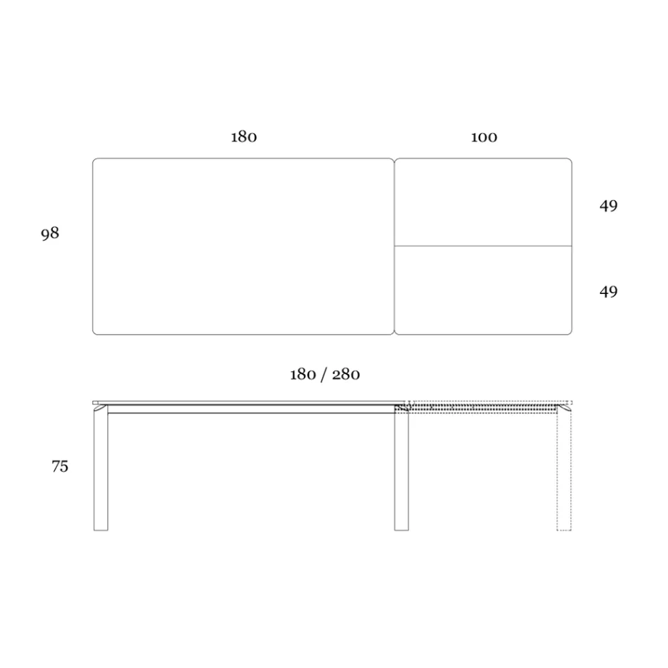 Mesa extensible hasta 298 cm en cerámica y metal Made in Italy - Tulip Viadurini