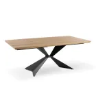Mesa extensible hasta 300 cm con base de metal y tapa de roble - Marino Viadurini