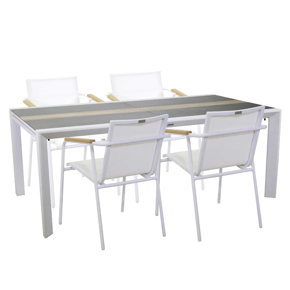 Mesa extensible 300 cm en aluminio con inserto HPL - Righello Viadurini