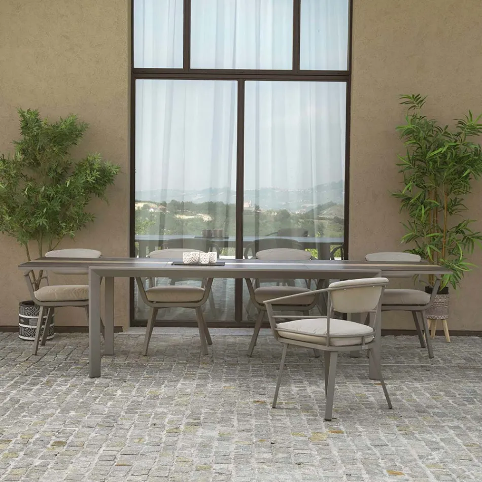 Mesa extensible 300 cm en aluminio con inserto HPL - Righello Viadurini