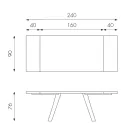 Mesa Extensible hasta 300 cm en Chapa de Roble y Base de Aluminio - Travis Viadurini