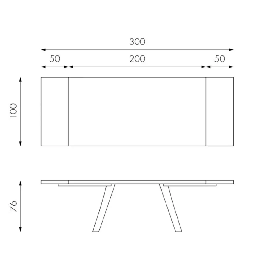 Mesa Extensible hasta 300 cm en Chapa de Roble y Base de Aluminio - Travis Viadurini