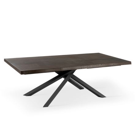 Mesa Extensible hasta 300 cm en Chapa de Roble y Base de Metal Negro - Xino Viadurini
