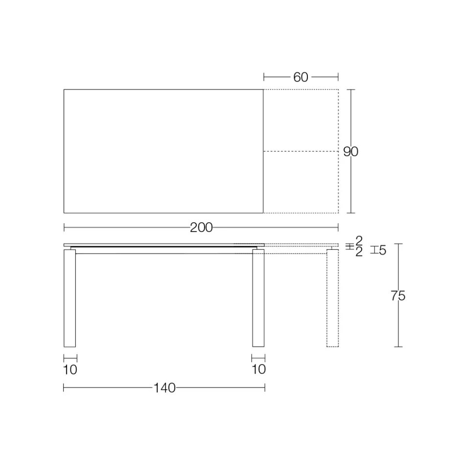 Mesa extensible de 310 cm con tablero laminado y base de metal - Spilla Viadurini