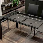 Mesa extensible de 310 cm con tablero laminado y base de metal - Spilla Viadurini