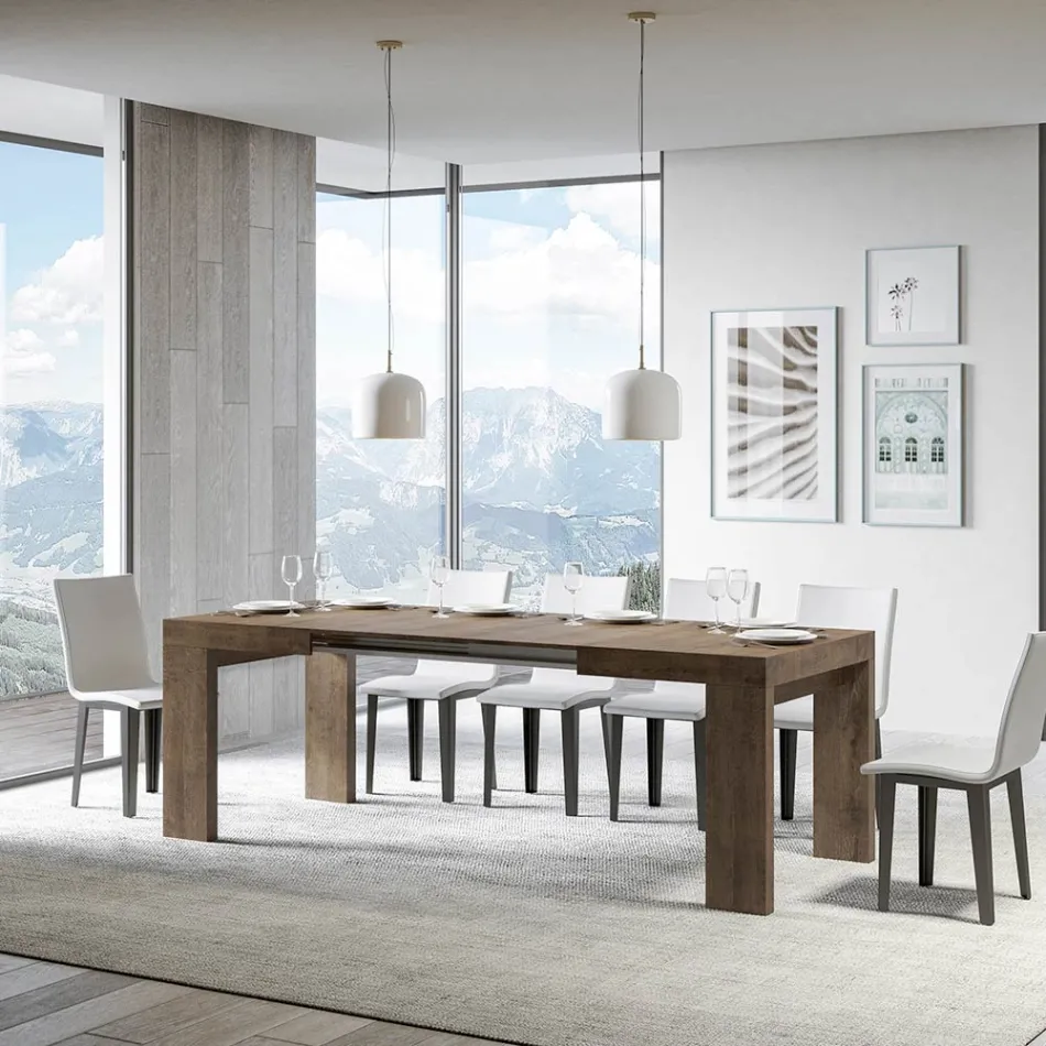 Mesa extensible hasta 440 cm en micropartículas de madera Made in Italy - Árbol Viadurini