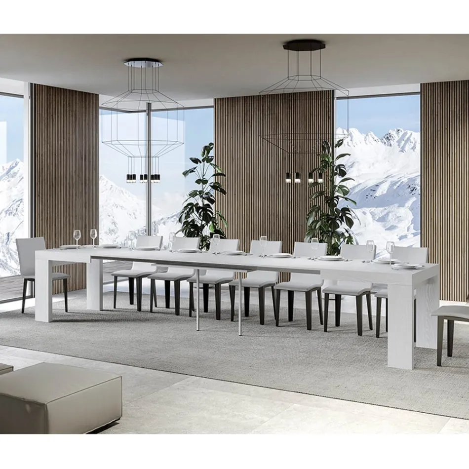 Mesa extensible hasta 440 cm en micropartículas de madera Made in Italy - Árbol Viadurini