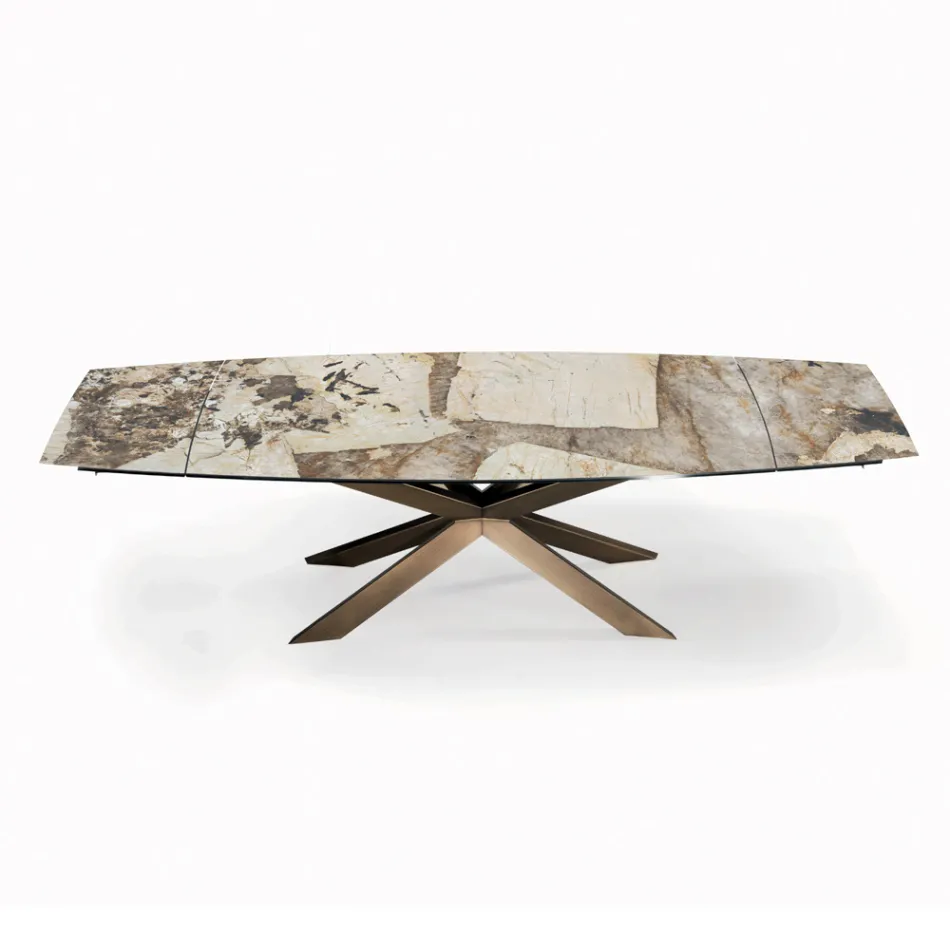 Mesa extensible en forma de barril con extensiones integradas Made in Italy - Grotta Viadurini