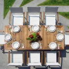 Mesa Mariposa Extensible hasta 210 cm en Aluminio y Tapa de Teca - Incanto Viadurini