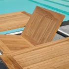 Mesa Mariposa Extensible hasta 210 cm en Aluminio y Tapa de Teca - Incanto Viadurini