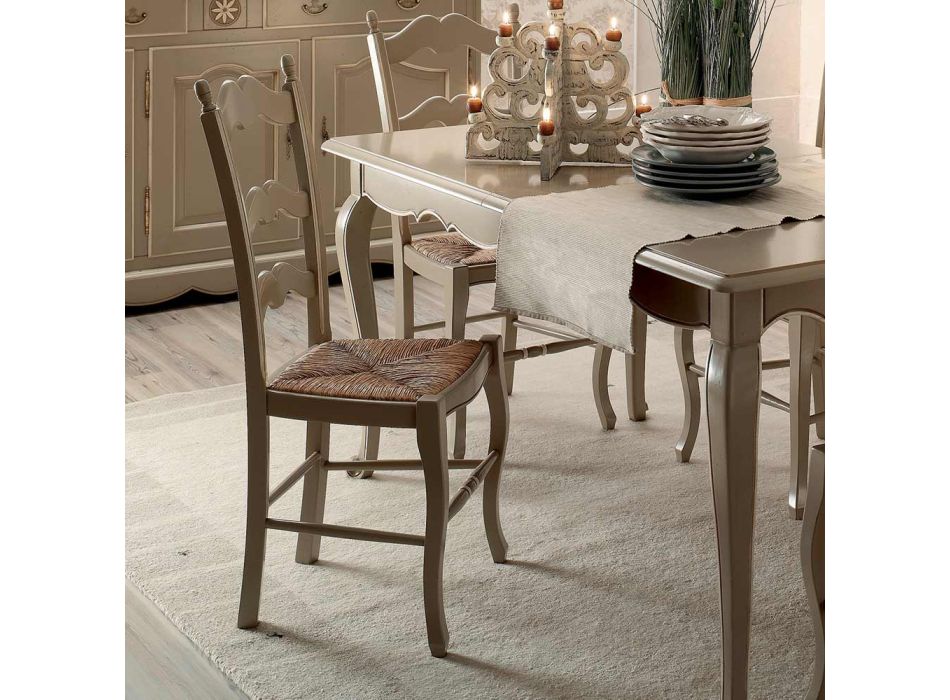 Mesa extensible con 4 sillas en gris tórtola claro Made in Italy - Celestino Viadurini