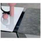 Mesa extensible con extensión lateral en cristal de leche - Aperol Viadurini