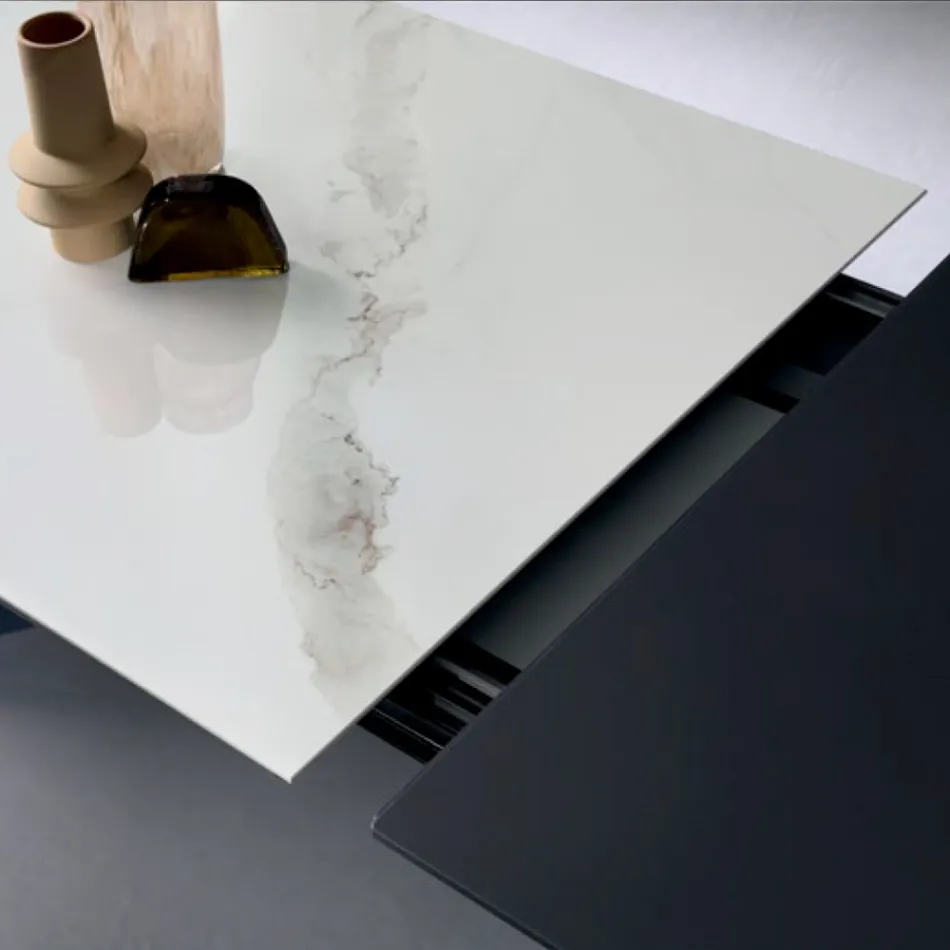 Mesa extensible con extensión lateral en vitrocerámica - Aperol Viadurini