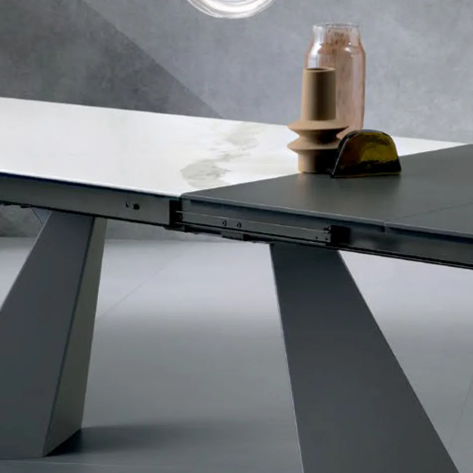 Mesa extensible con extensión lateral en vitrocerámica - Aperol Viadurini
