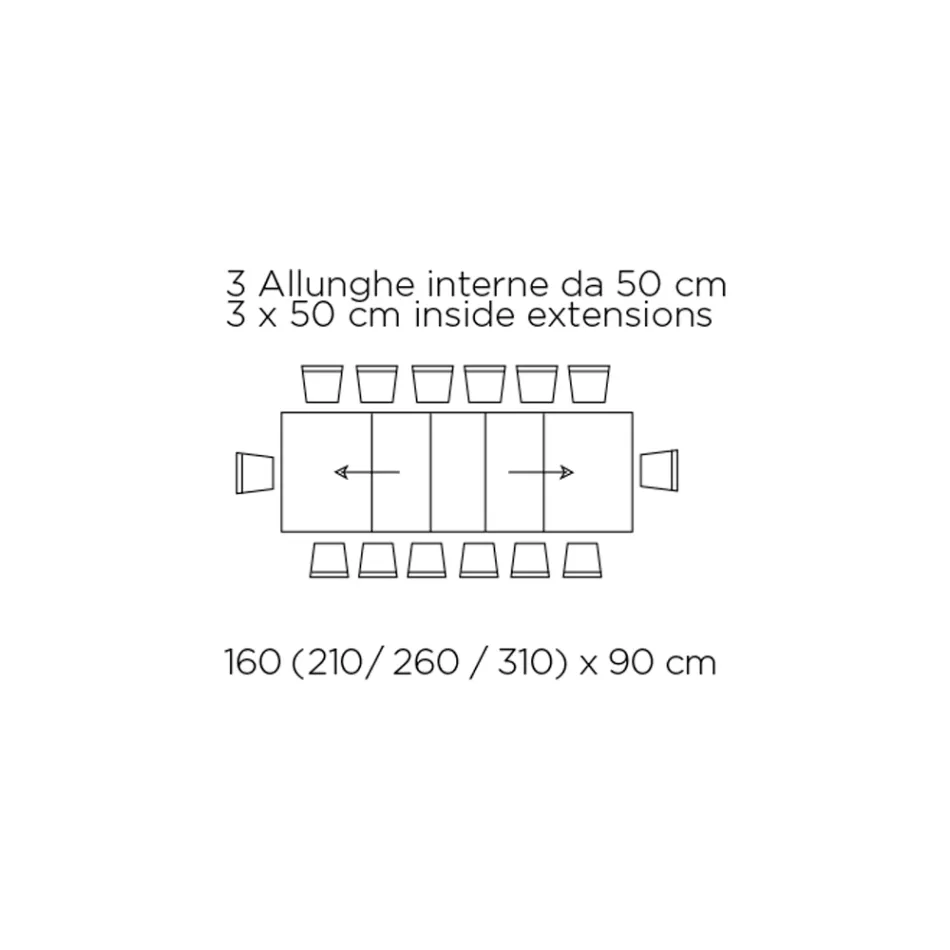 Mesa Extensible con Apertura Central Sincronizada en Laminado - Settimmio Viadurini