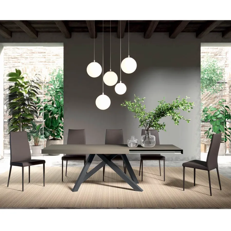 Mesa Extensible con Apertura Lateral Sincronizada en Melamina - Settimmio Viadurini