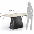 Mesa Extensible con Base de Acero y Tapa de Cerámica Acabado Mármol - Emilia  Viadurini