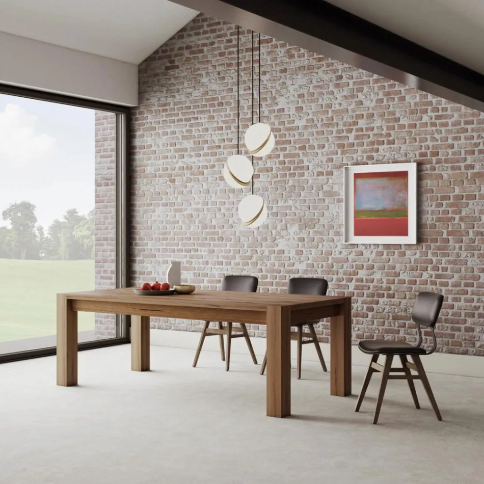 Mesa extensible con patas y tablero chapados Made in Italy - Tash Viadurini