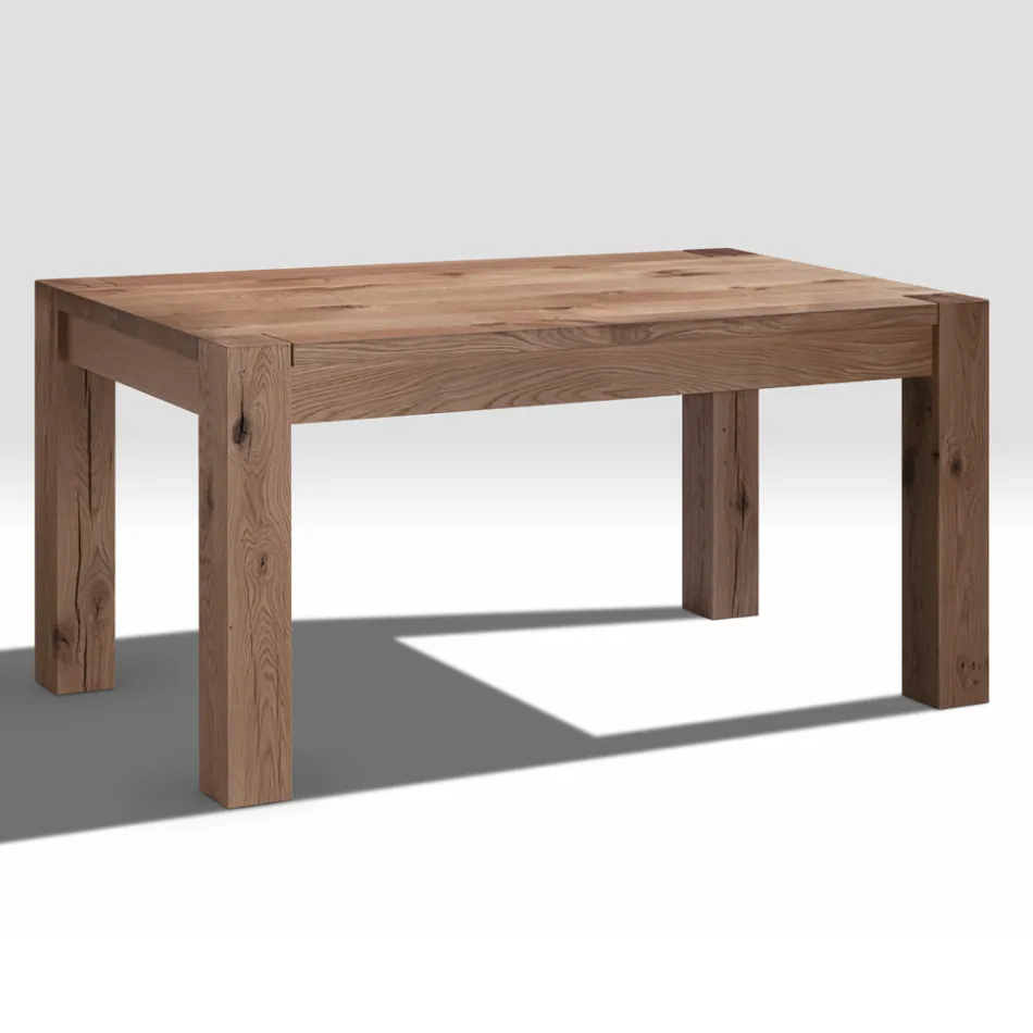 Mesa extensible con patas y tablero chapados Made in Italy - Tash Viadurini