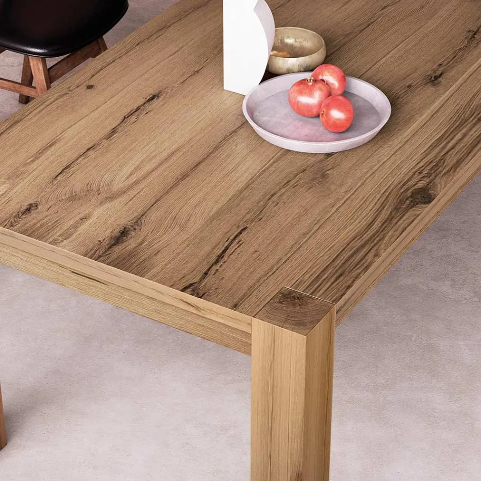 Mesa extensible con patas y tablero chapados Made in Italy - Tash Viadurini