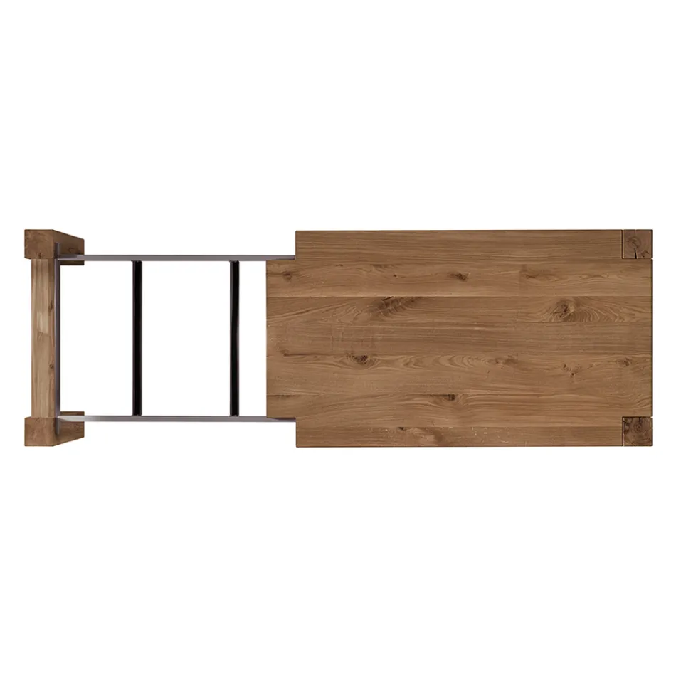 Mesa extensible con patas y tablero chapados Made in Italy - Tash Viadurini