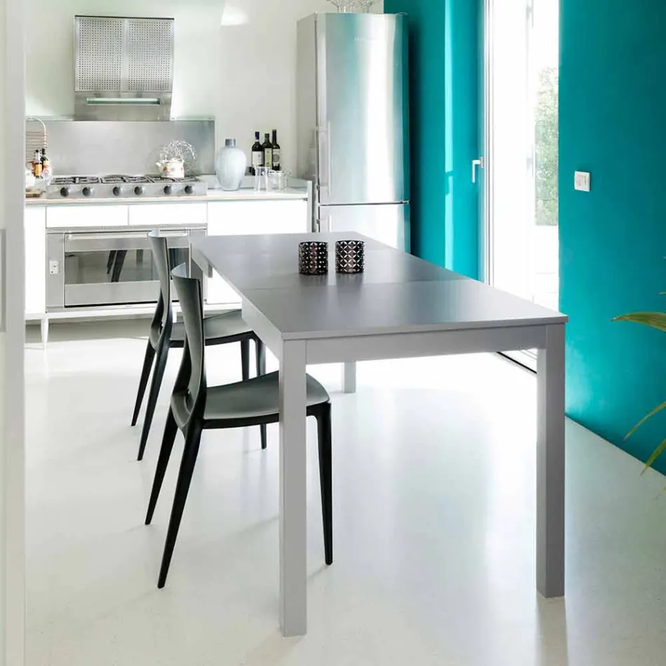 Mesa extensible con patas en madera de haya, L130 / 210xP80cm, Denisio Viadurini