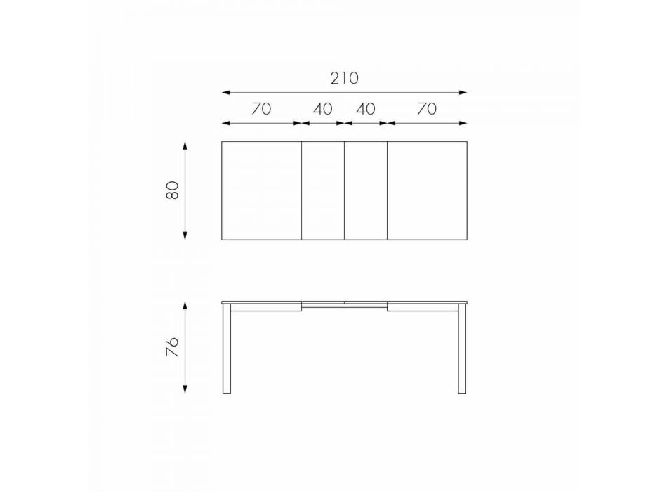 Mesa extensible con patas en madera de haya, L130 / 210xP80cm, Denisio Viadurini