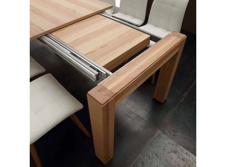 Mesa extensible con patas de madera maciza y tablero de madera maciza Indiana Viadurini