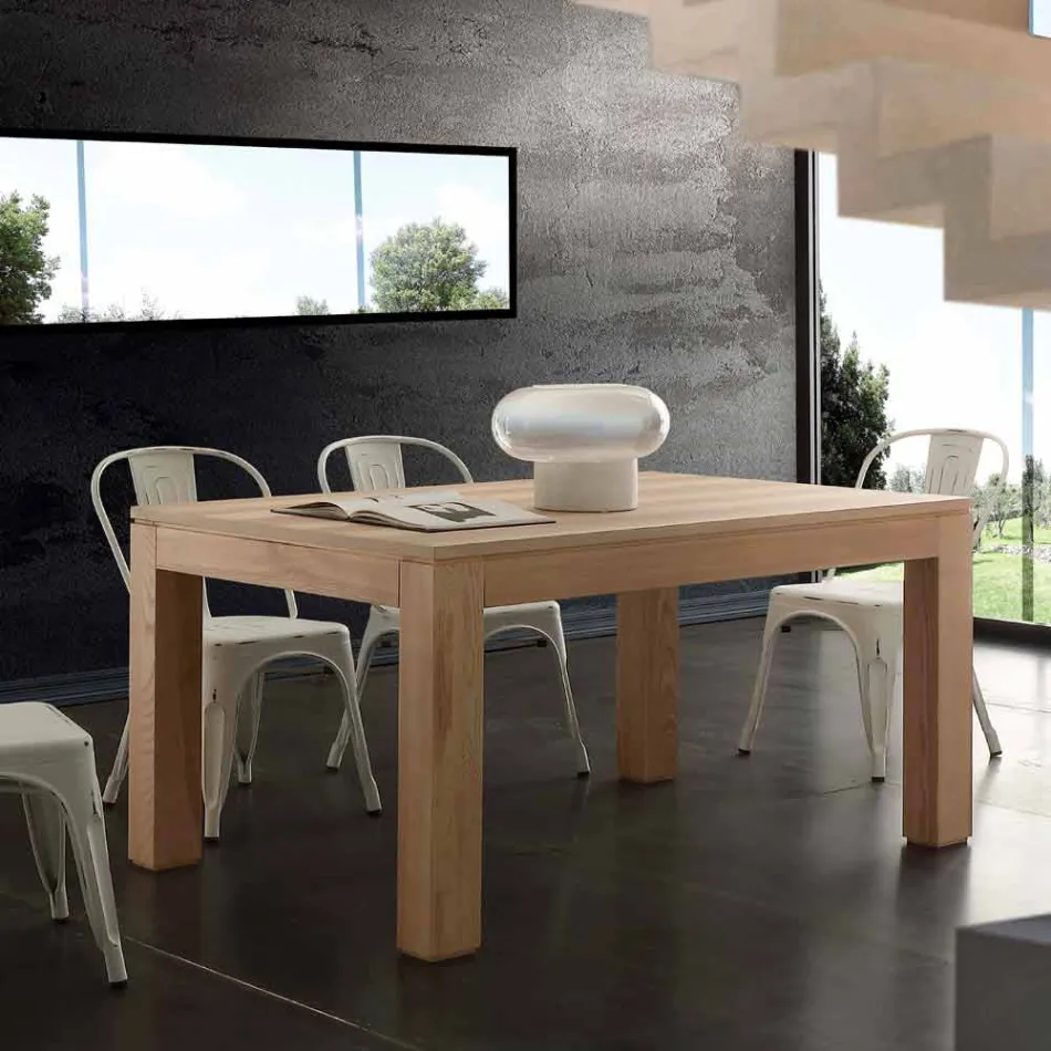 Mesa extensible con patas de madera maciza y tablero de madera maciza Indiana Viadurini
