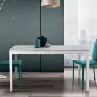 Mesa Extensible con Patas de Metal Blanco y Tapa de Melamina - Shaila Viadurini