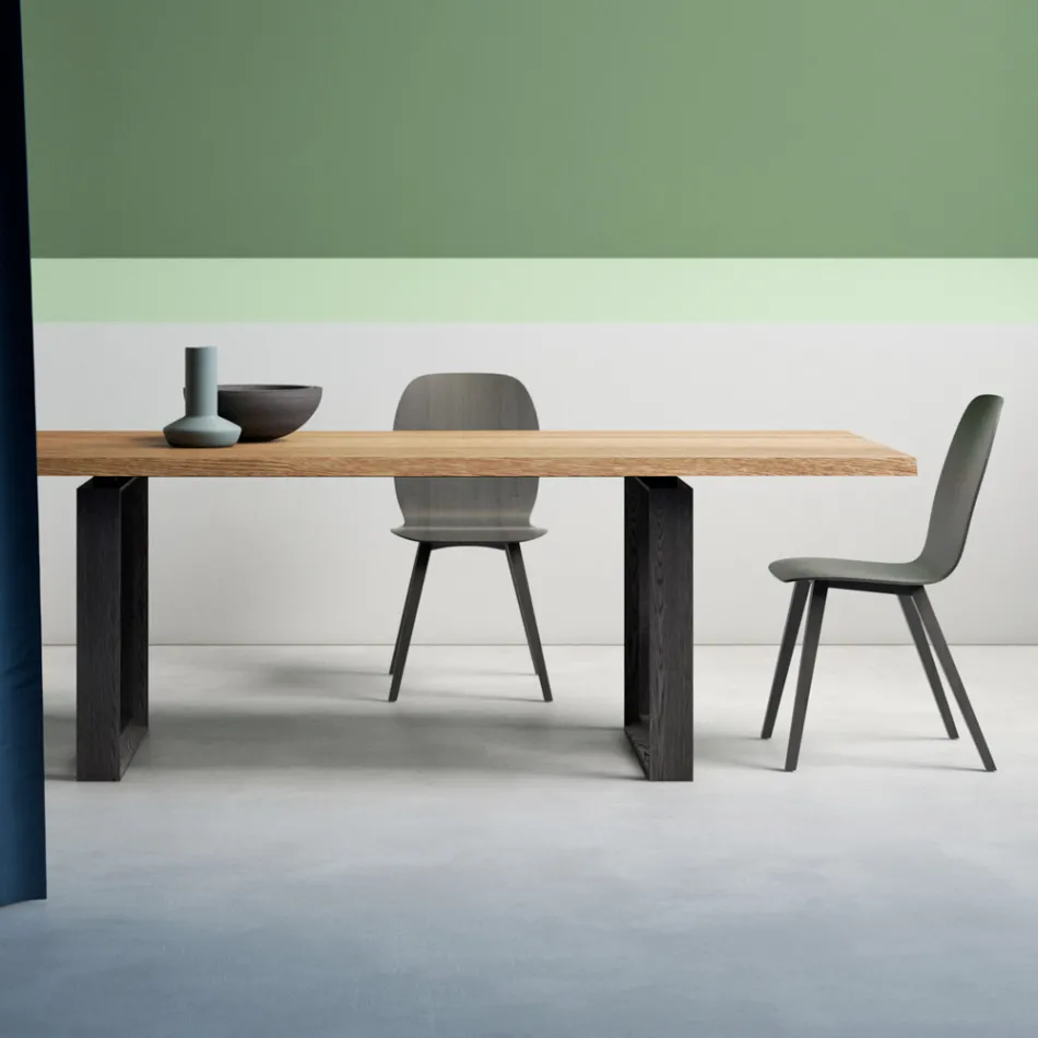 Mesa extensible con tapa y borde descortezado Made in Italy - Aravis Viadurini
