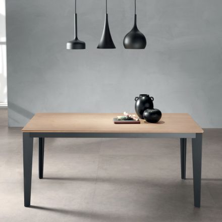 Mesa extensible con tablero de chapa de roble natural - Anís Viadurini