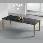 Mesa extensible con tablero laminado efecto mármol oscuro - Anís Viadurini