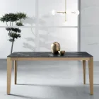 Mesa extensible con tablero laminado efecto mármol oscuro - Anís Viadurini