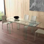 Mesa extensible Lord con tapa de cristal templado Viadurini