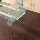 Mesa extensible Lord con tapa de cristal templado Viadurini